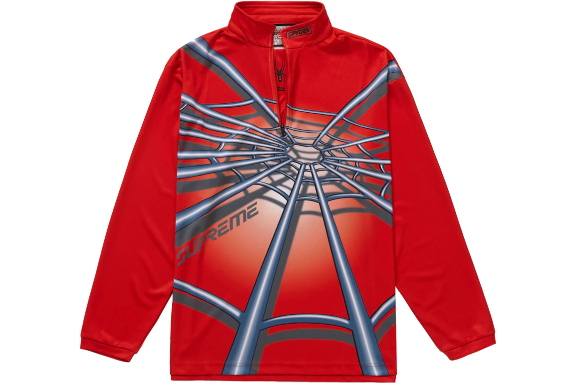 Supreme Spyder Web Half Zip Pullover Red