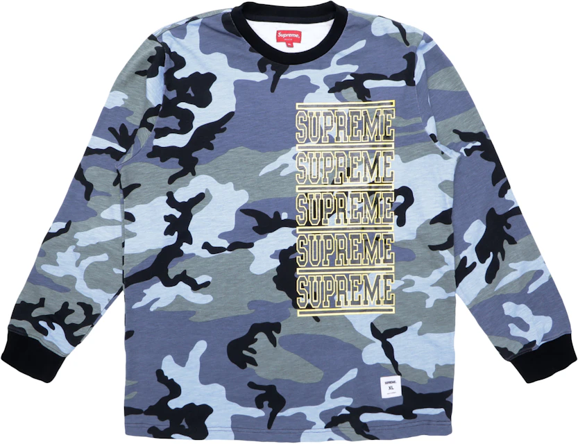 Supreme Stacked L/S Top Blue Camo - SS18 - MX