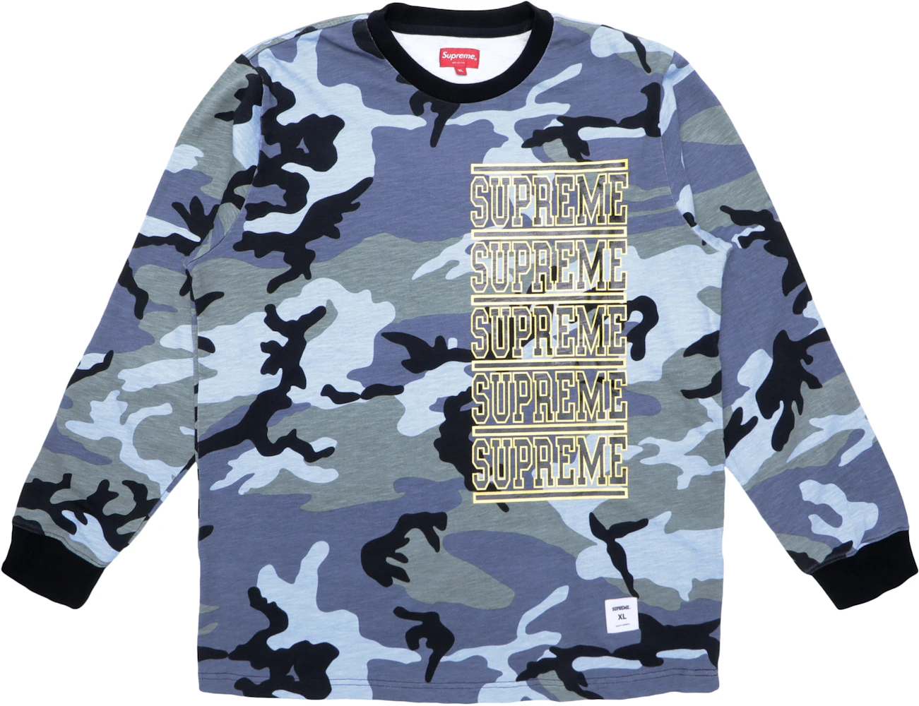 Supreme Stacked L/S Top Blue Camo Men's - SS18 - US