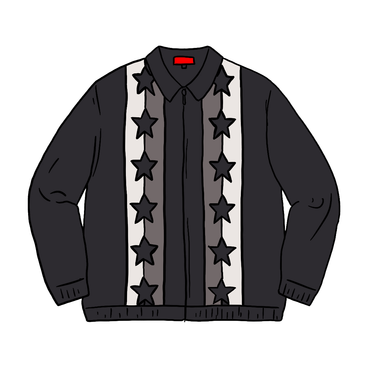 Supreme Stars Zip Up Sweater Polo Black