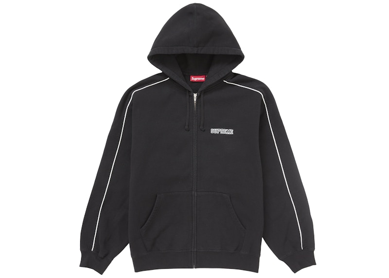 Black supreme zip up hoodie online