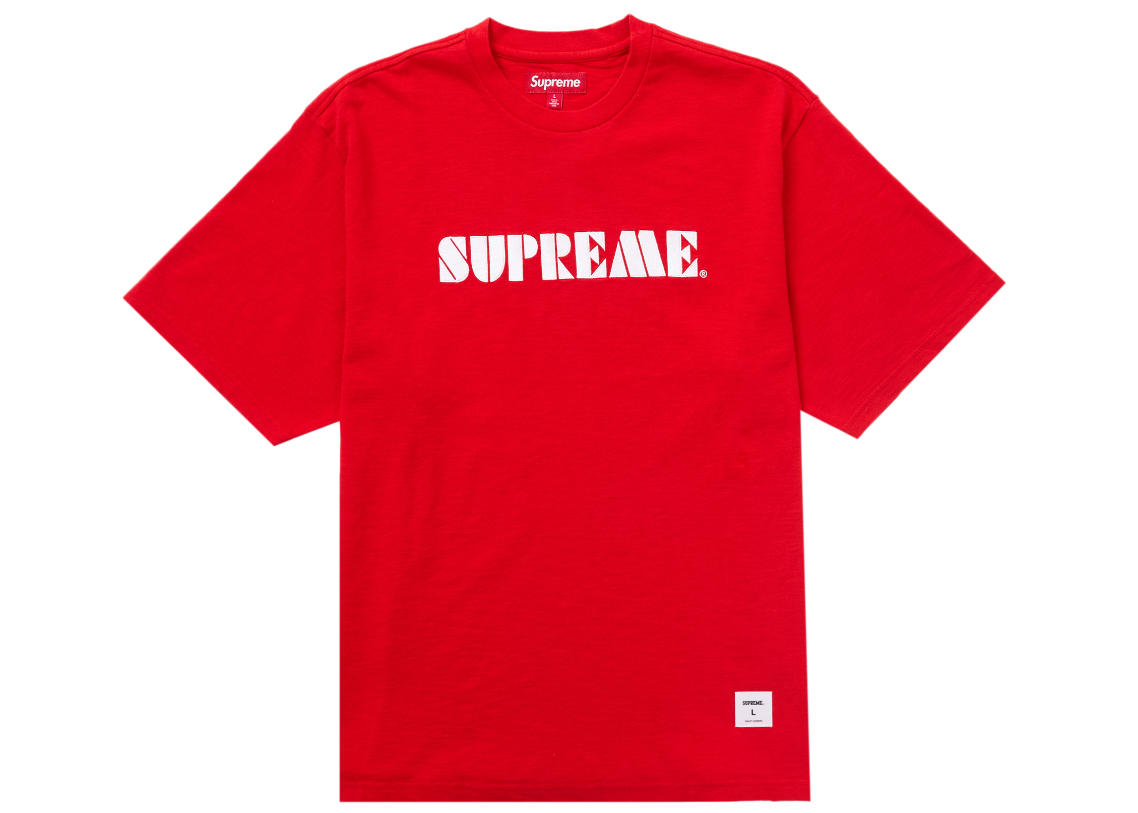 Supreme Stencil Embroidered S/S Top Red メンズ - SS24 - JP