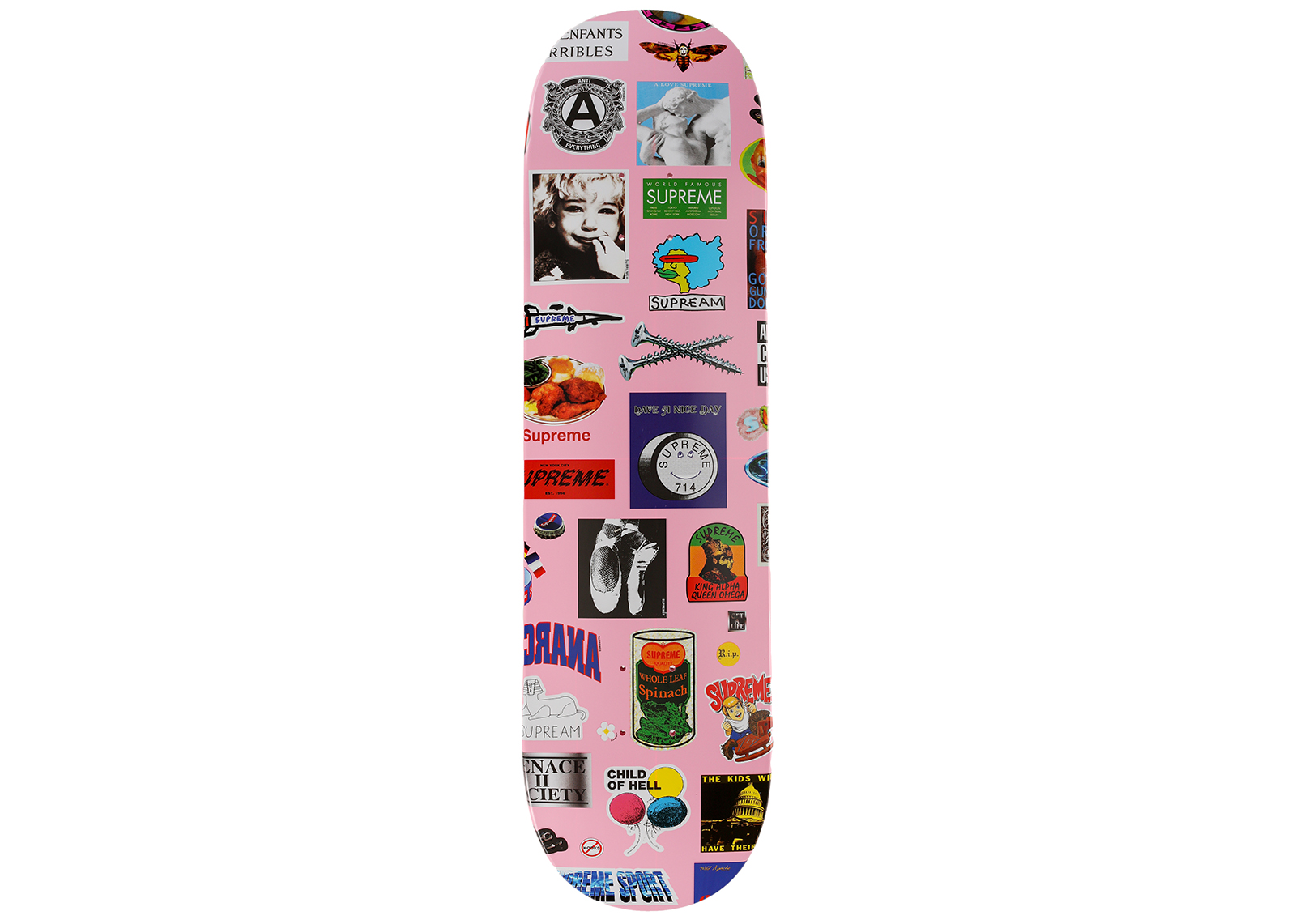Supreme Stickers Skateboard Deck Pink