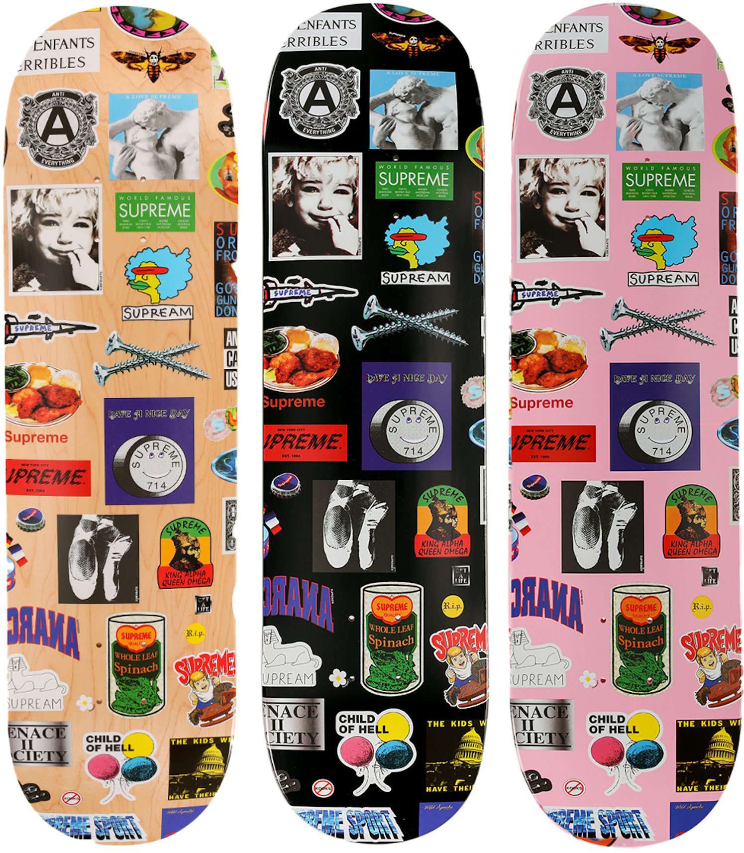 Supreme Stickers Skateboard Deck Black