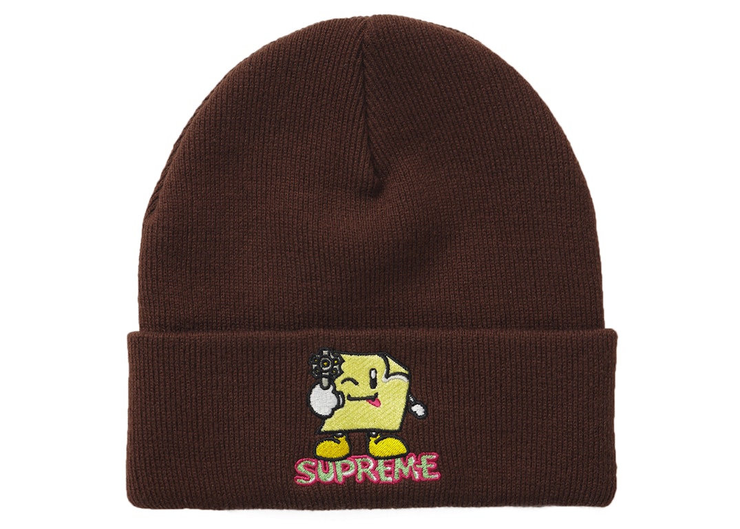 Pre-owned Supreme Sticky Note Beanie Brown