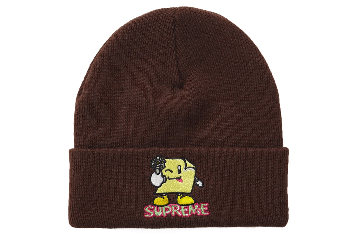 Pre-owned Supreme Sticky Note Beanie Brown