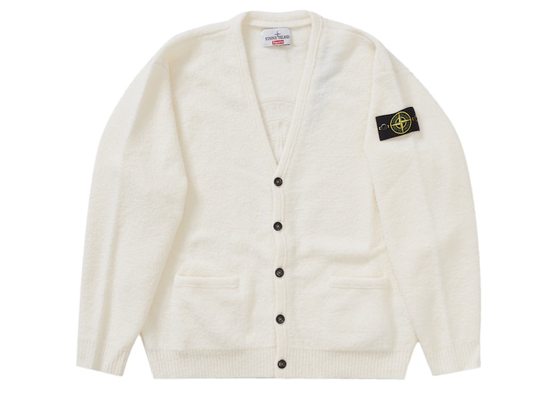 Supreme Stone Island Bouclé Cardigan White