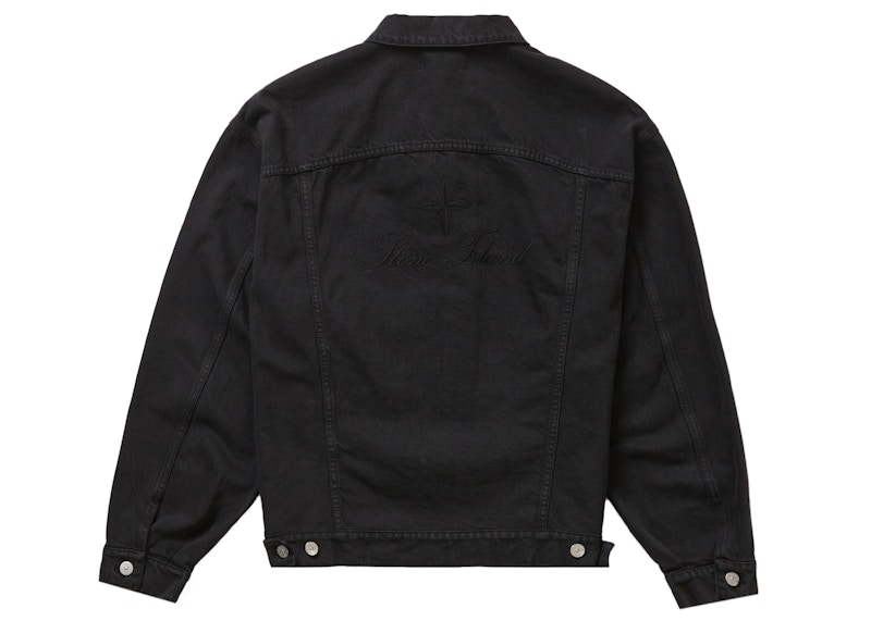 Supreme Stone Island Denim Trucker Jacket Black Men's - FW23 - US