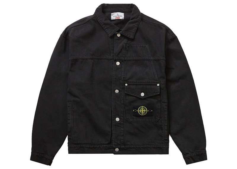 Supreme Stone Island Denim Trucker Jacket Black Men's - FW23 - US