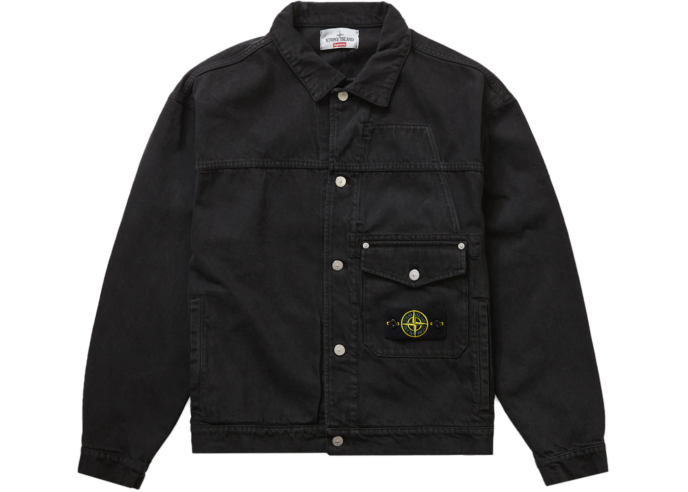 Supreme Stone Island Denim Trucker Jacket Black Men's FW23 US