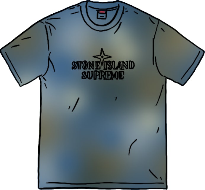 Supreme Stone Island Embroidered Logo S/S Top Dark Blue Men's