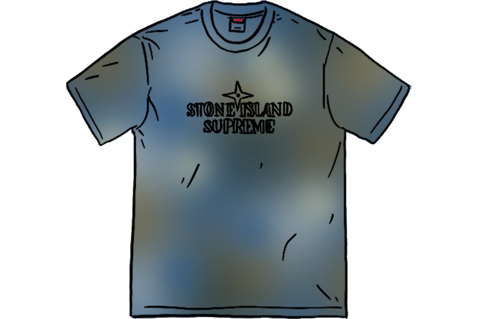 Supreme Stone Island Embroidered Logo S/S Top Dark Blue Men's