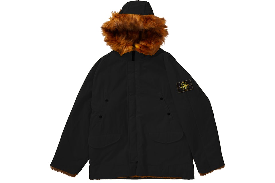 Stone island black parka jacket Clearance