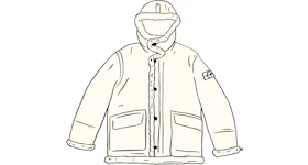 Supreme Stone Island Hand Painted Hooded Shearling Jacket White