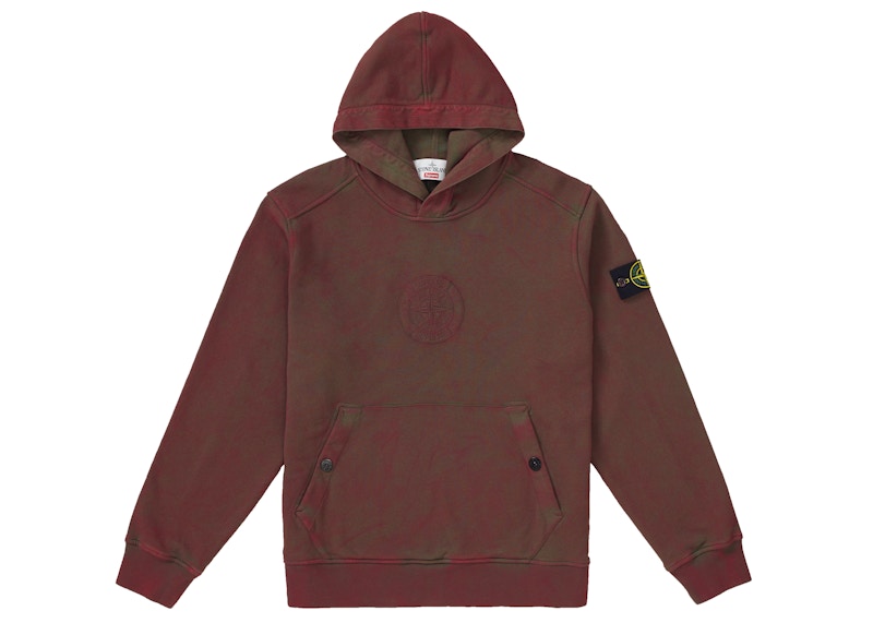 Supreme stone island hoodie red on sale