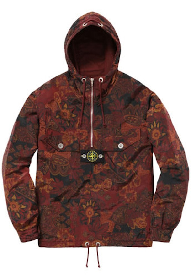 Supreme Stone Island Paisley Nylon Metal 5C Anorak Burgundy Men's