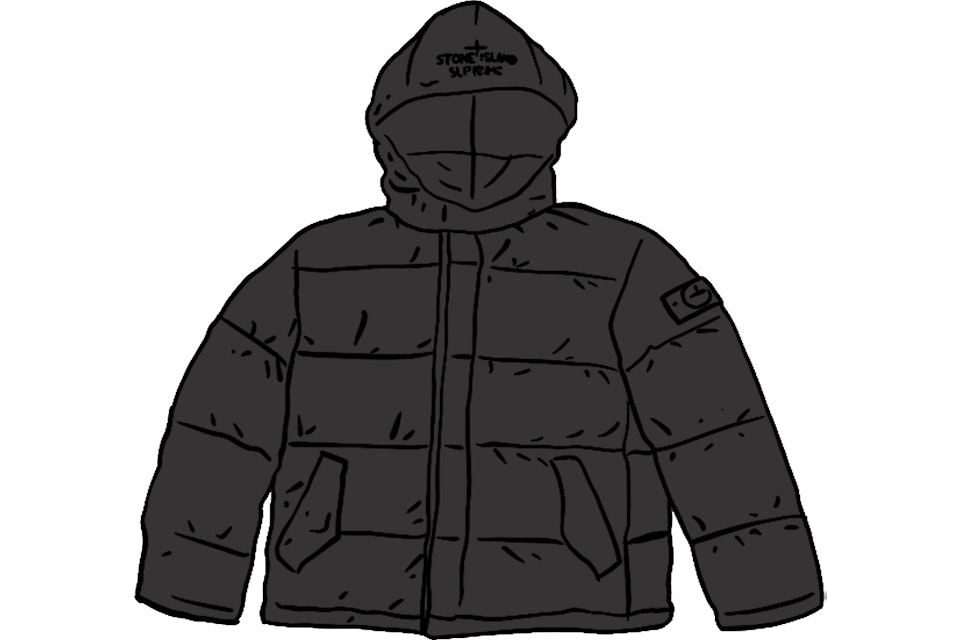 Supreme Stone Island Painted Camo Crinkle Down Jacket Black