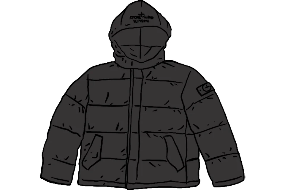 Supreme Stone Island Painted Camo Crinkle Down Jacket Black Men s