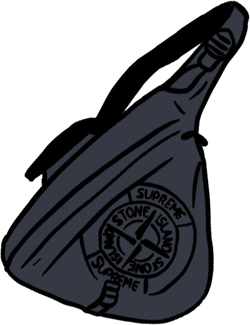 Supreme Stone Island Printed Camo Nylon Shoulder Bag Black