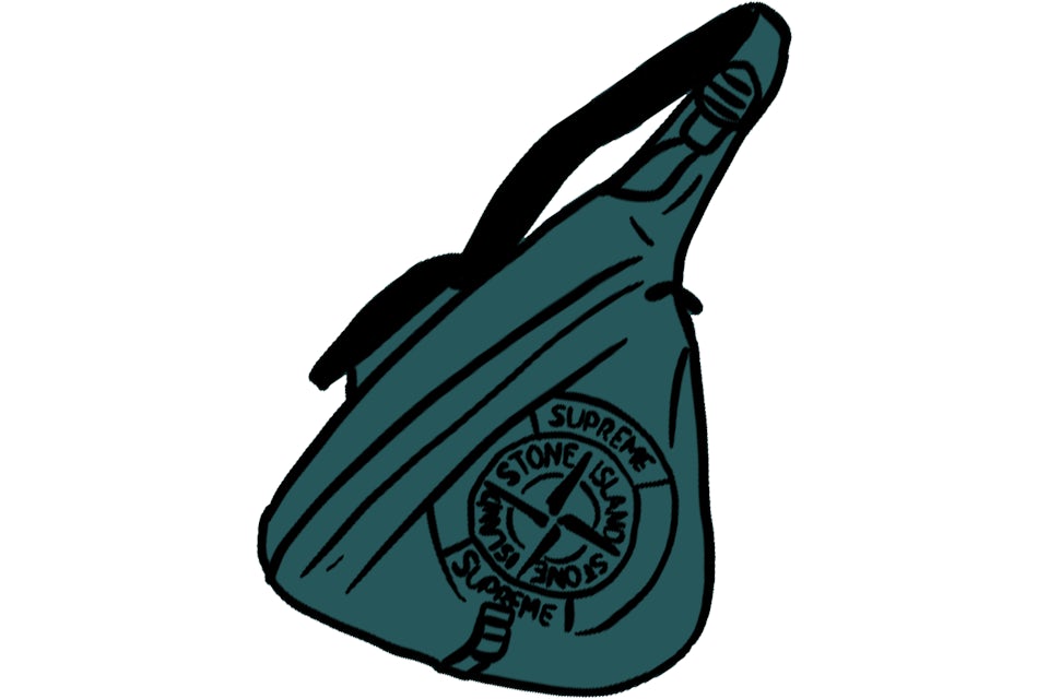 Supreme Stone Island Printed Camo Nylon Shoulder Bag Dark Teal