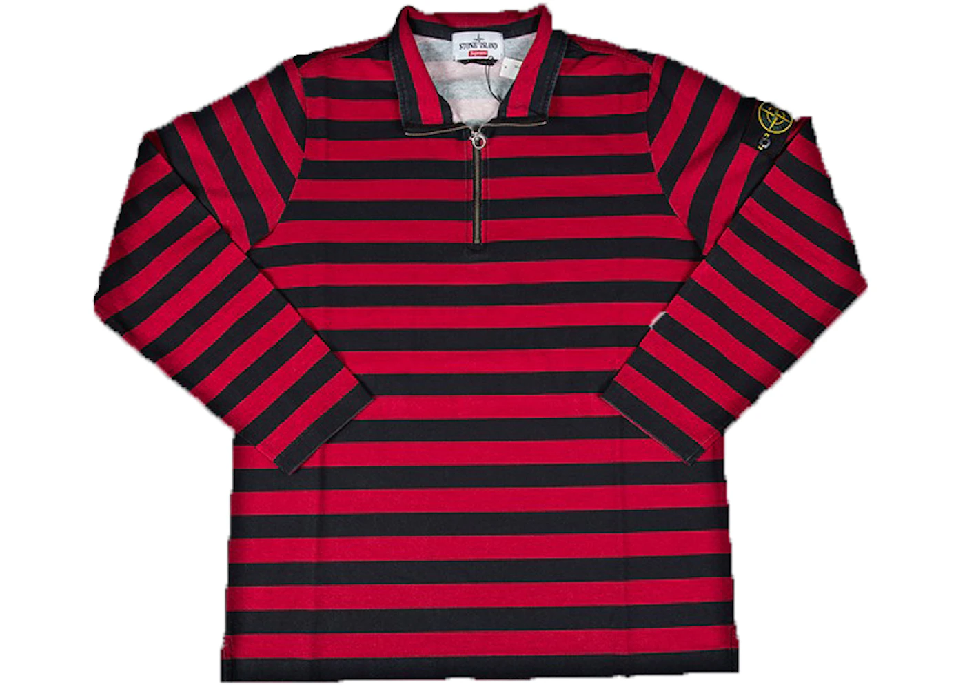 Supreme Stone Island Quarter Zip Long Sleeve Top Black Men's