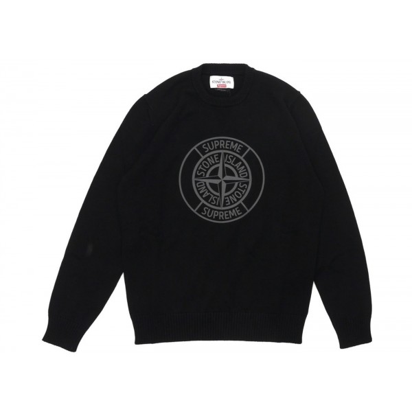 Supreme Stone Island Reflective Compass Sweater Black Men's - SS16