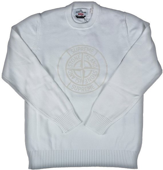 Supreme Stone Island Reflective Compass Sweater White - SS16 Men's