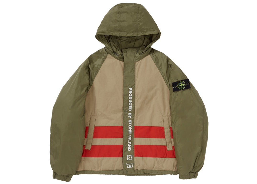 Pre-owned Supreme Stone Island Reversible Down Puffer Jacket Olive