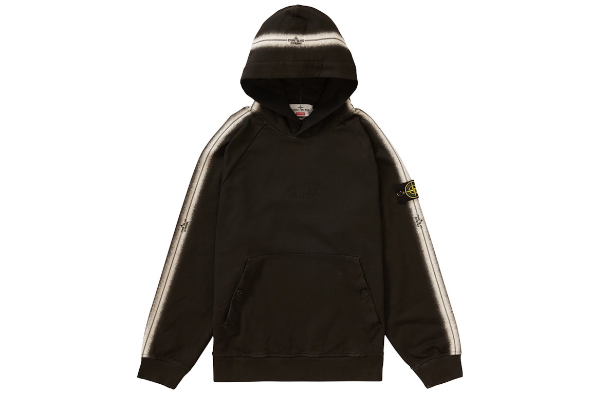 Click to view more detailed imagery on our partner's website Pre-owned Supreme Stone Island Stripe Hooded Sweatshirt Black