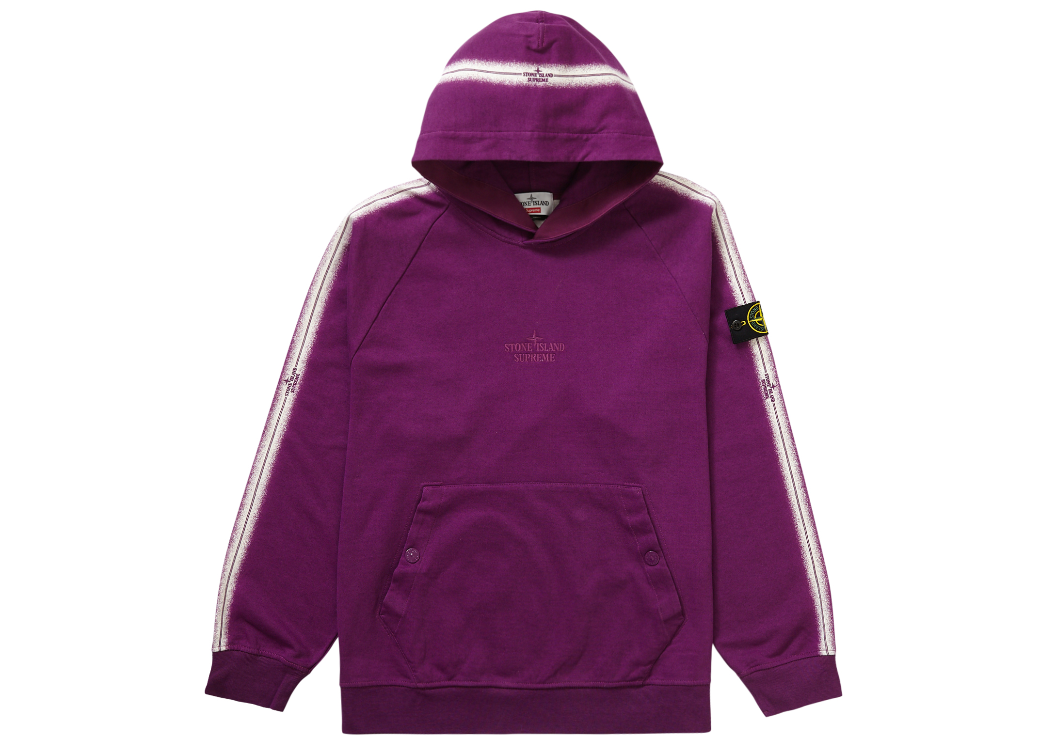 Supreme Stone Island Stripe Hooded Sweatshirt Purple