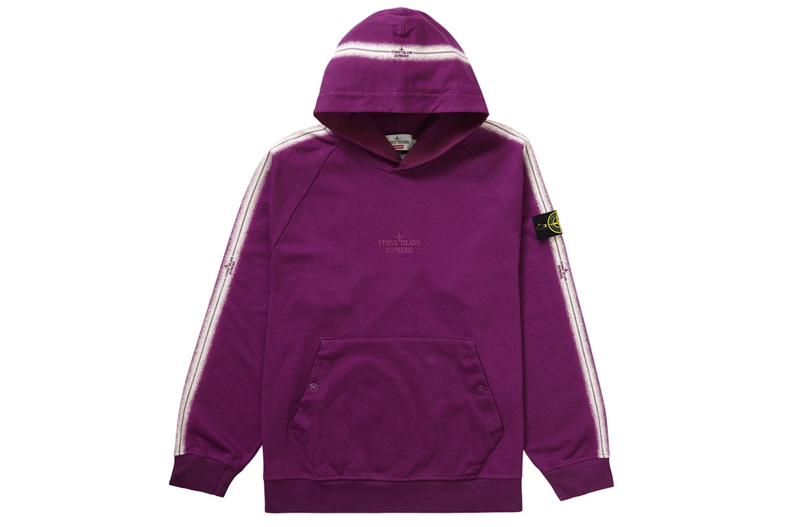 Pre-owned Supreme Stone Island Stripe Hooded Sweatshirt Purple