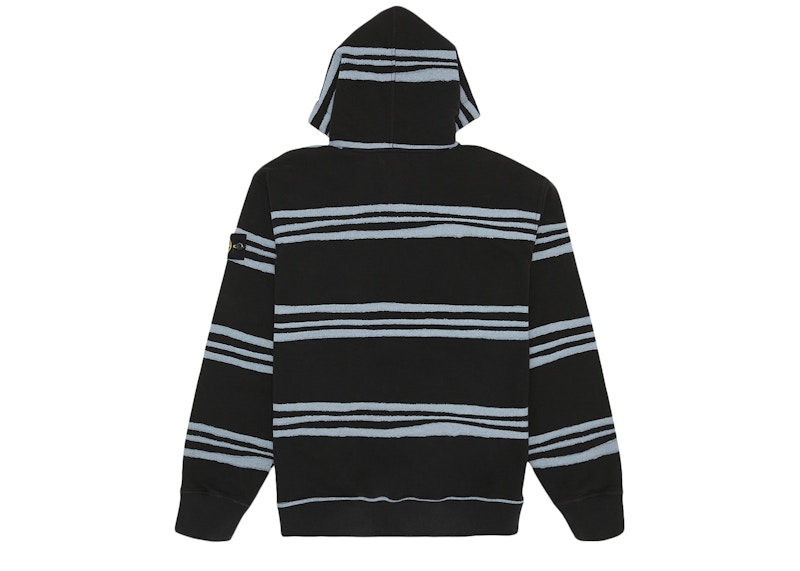 Supreme Stone Island Warp Stripe Hooded Sweatshirt Black Men's 