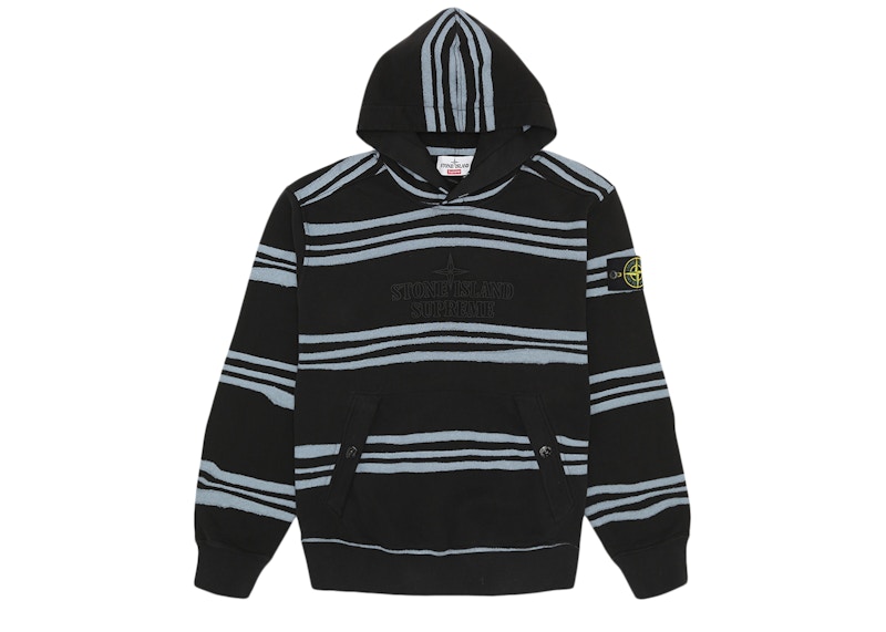 Supreme Stone Island Warp Stripe Hooded Sweatshirt Black - FW20