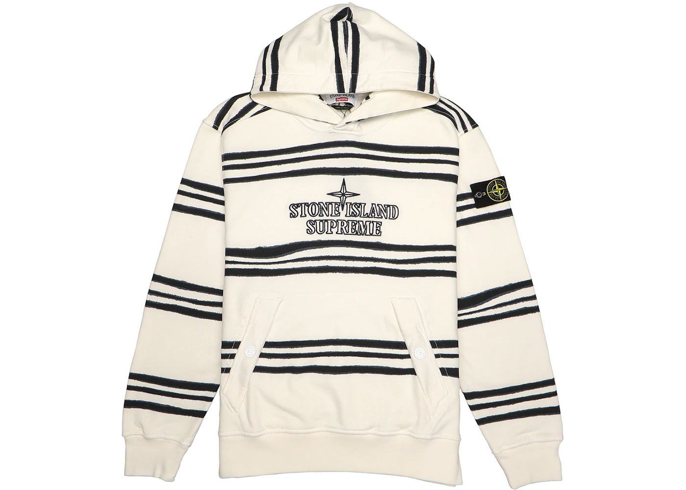 Supreme Stone Island Warp Stripe Hooded Sweatshirt White Men's