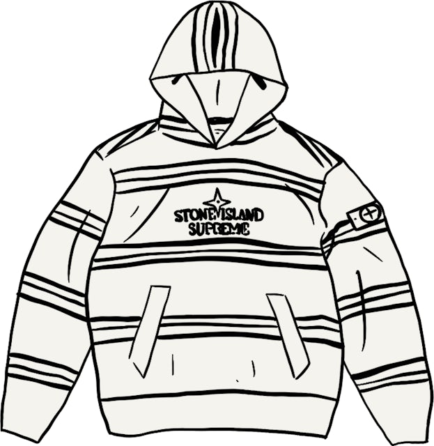 Supreme Stone Island Warp Stripe Hooded Sweatshirt White Men's