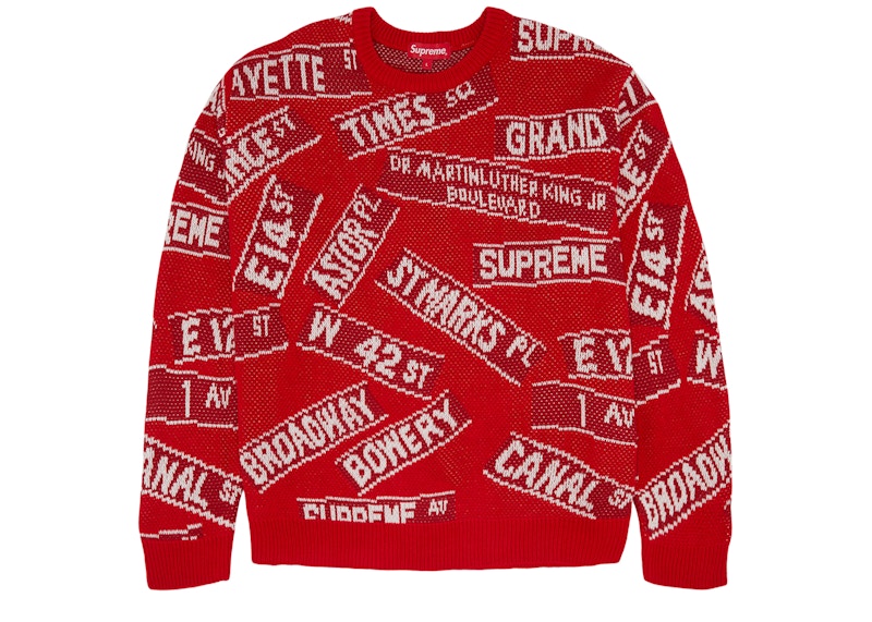 Supreme Street Signs Sweater Red Men's - SS21 - US