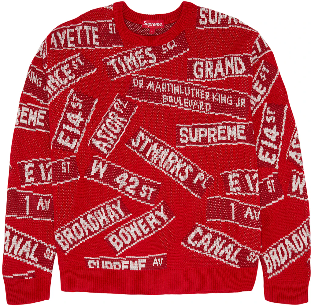 Supreme Red Supreme Graffiti Crewneck Sweater - Gem