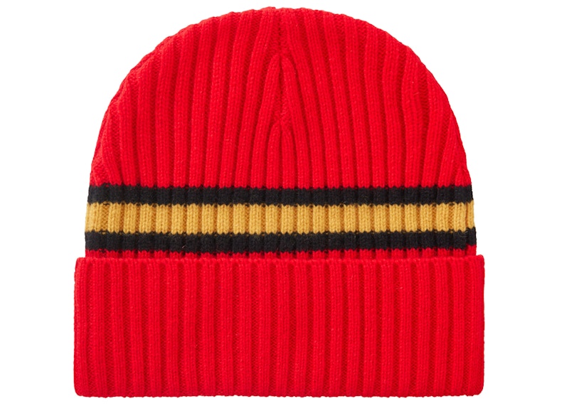 Supreme Stripe Cashmere Beanie Red - FW23 - US