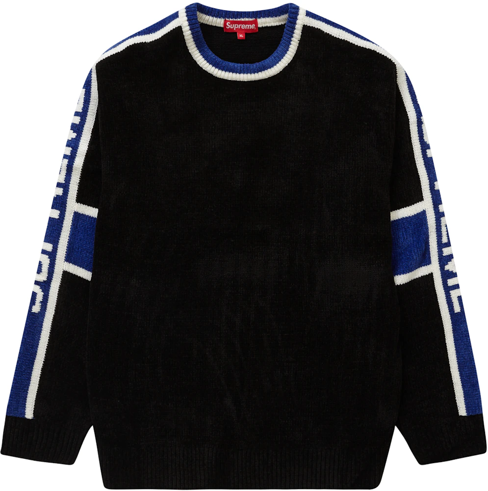 Supreme Stripe Chenille Sweater Black Men's - FW22 - US
