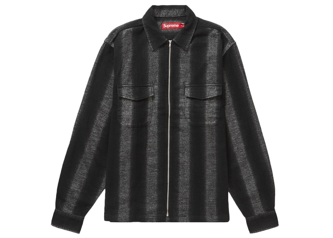 Pre-owned Supreme Stripe Flannel Zip Up Shirt Black