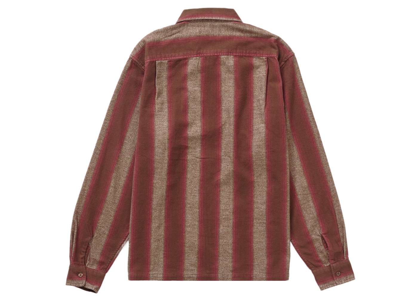 Supreme Stripe Flannel Zip Up Shirt Brown