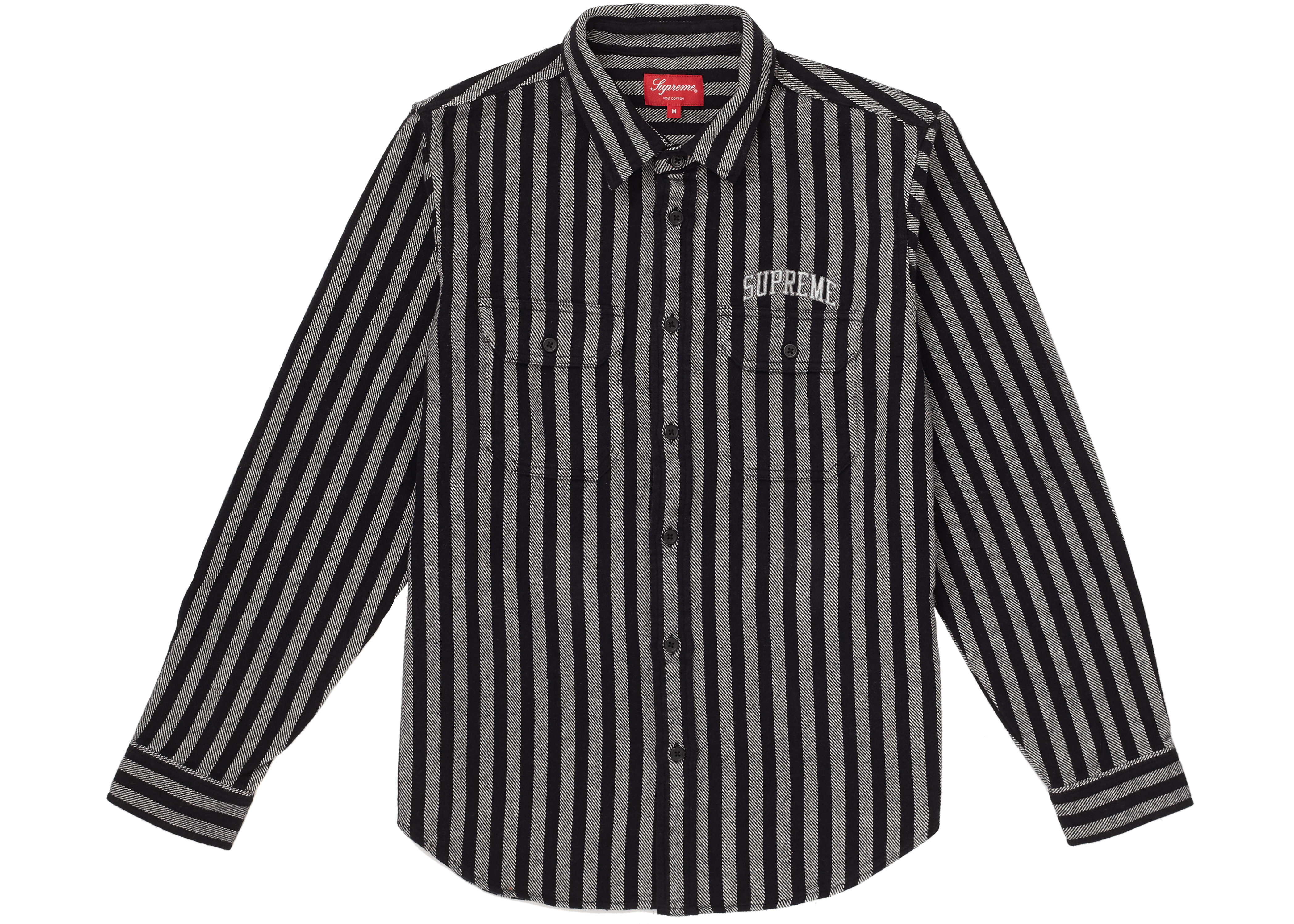 Supreme Stripe Heavyweight Flannel Shirt Black Men's - FW18 - US