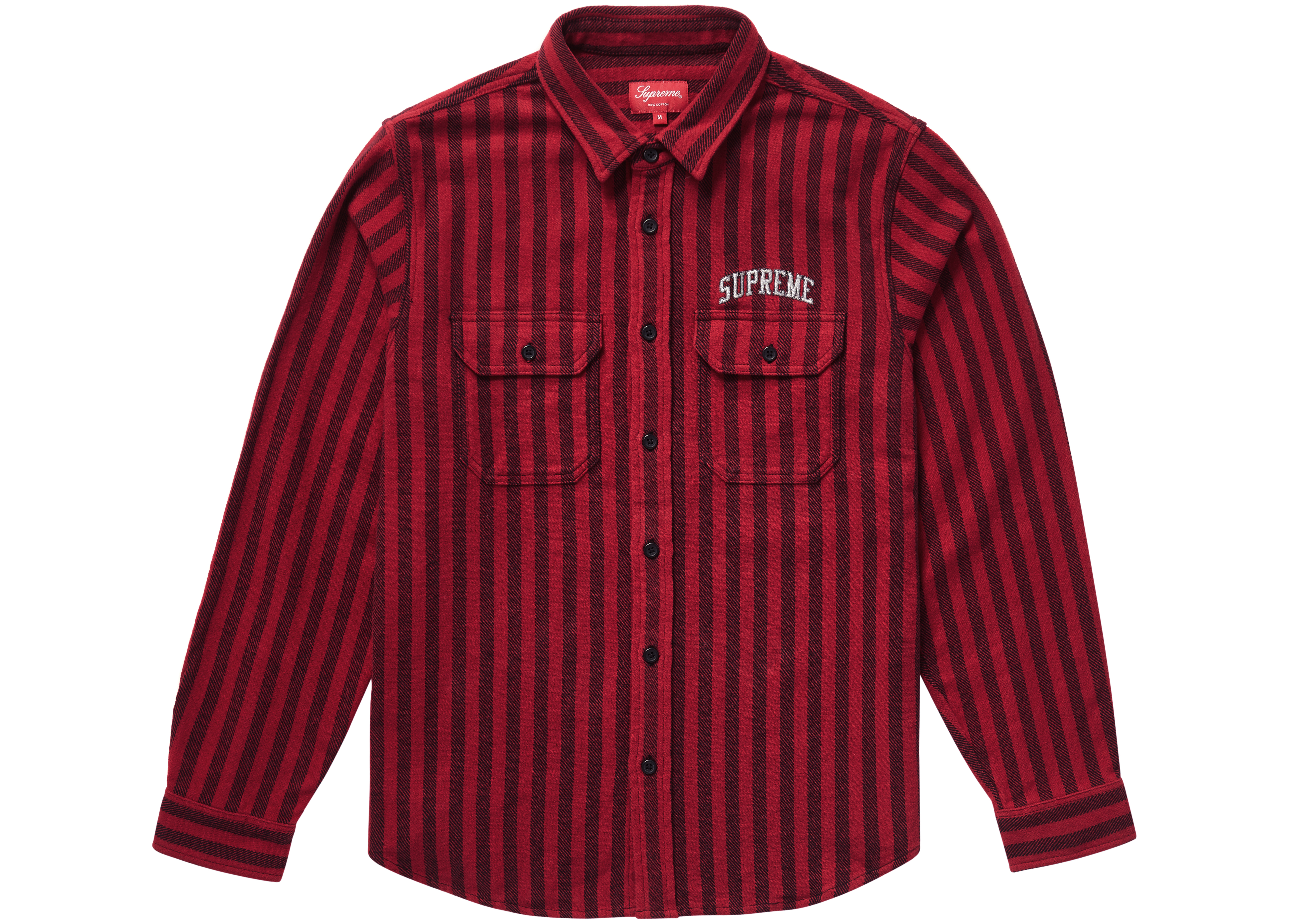 Supreme Stripe Heavyweight Flannel Shirt Red Men's - FW18 - US