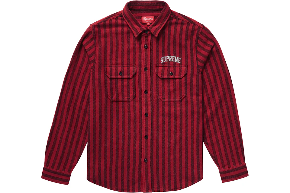 Supreme Stripe Heavyweight Flannel Shirt Red
