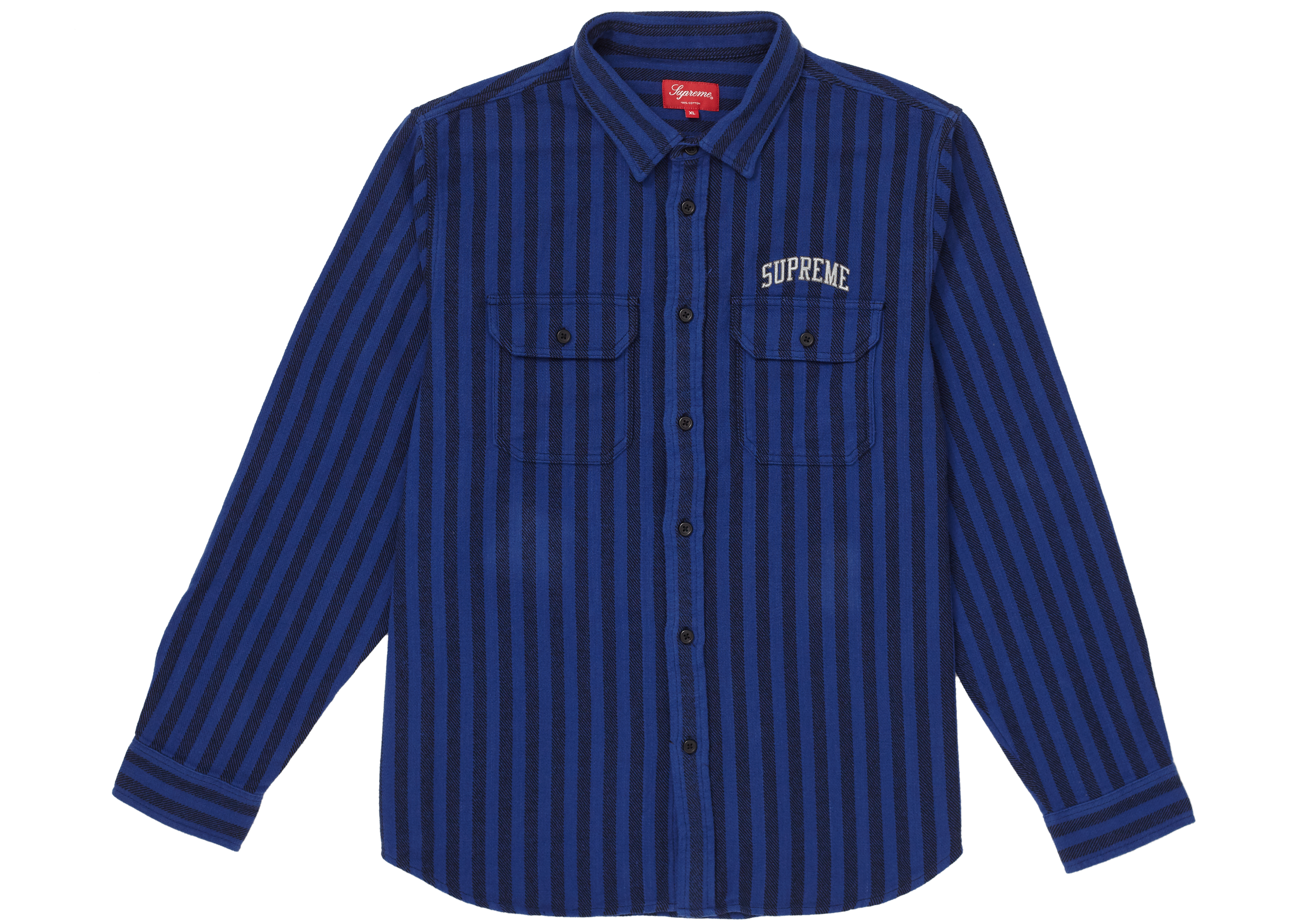 Supreme Stripe Flannel Zip Up Shirt Black Men's - FW23 - US