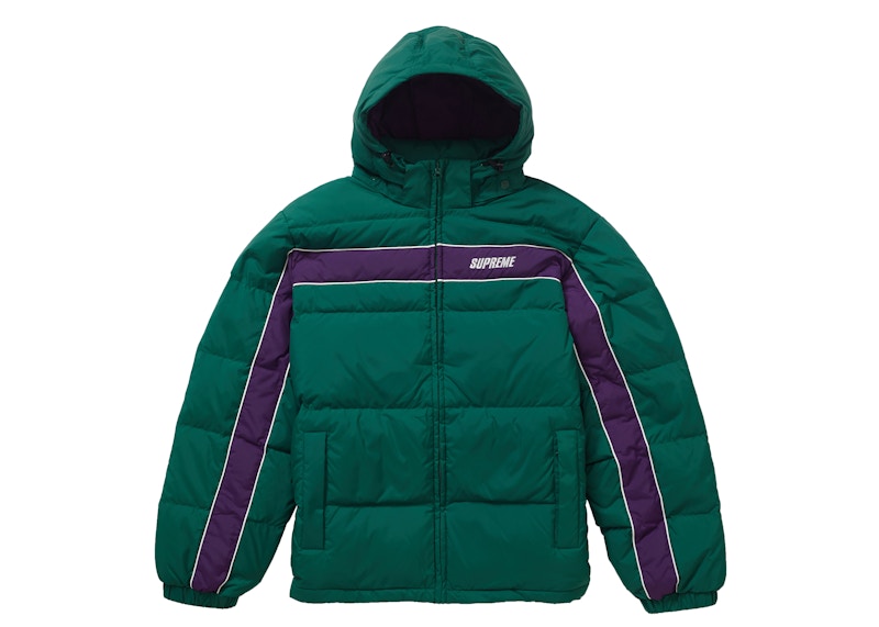 Supreme stripe panel shop down jacket burgundy