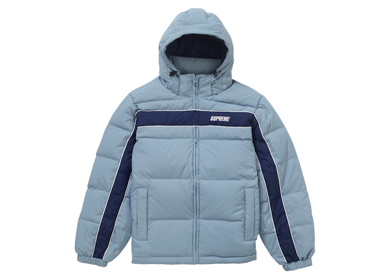 Supreme Stripe Panel Down Jacket Light Blue - FW18 Men's - US