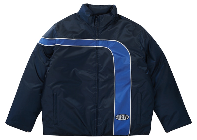 Supreme Stripe Puffer Jacket Navy