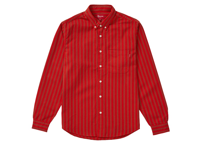 Supreme Stripe Twill Shirt Orange Men's - SS19 - US