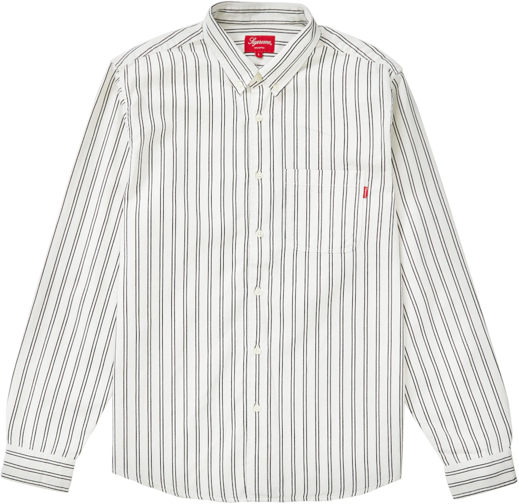 Supreme Stripe Twill Shirt White Men's - SS19 - US